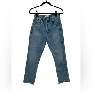 Agolde Riley high rise raw hem button up Denim Jeans size 25
